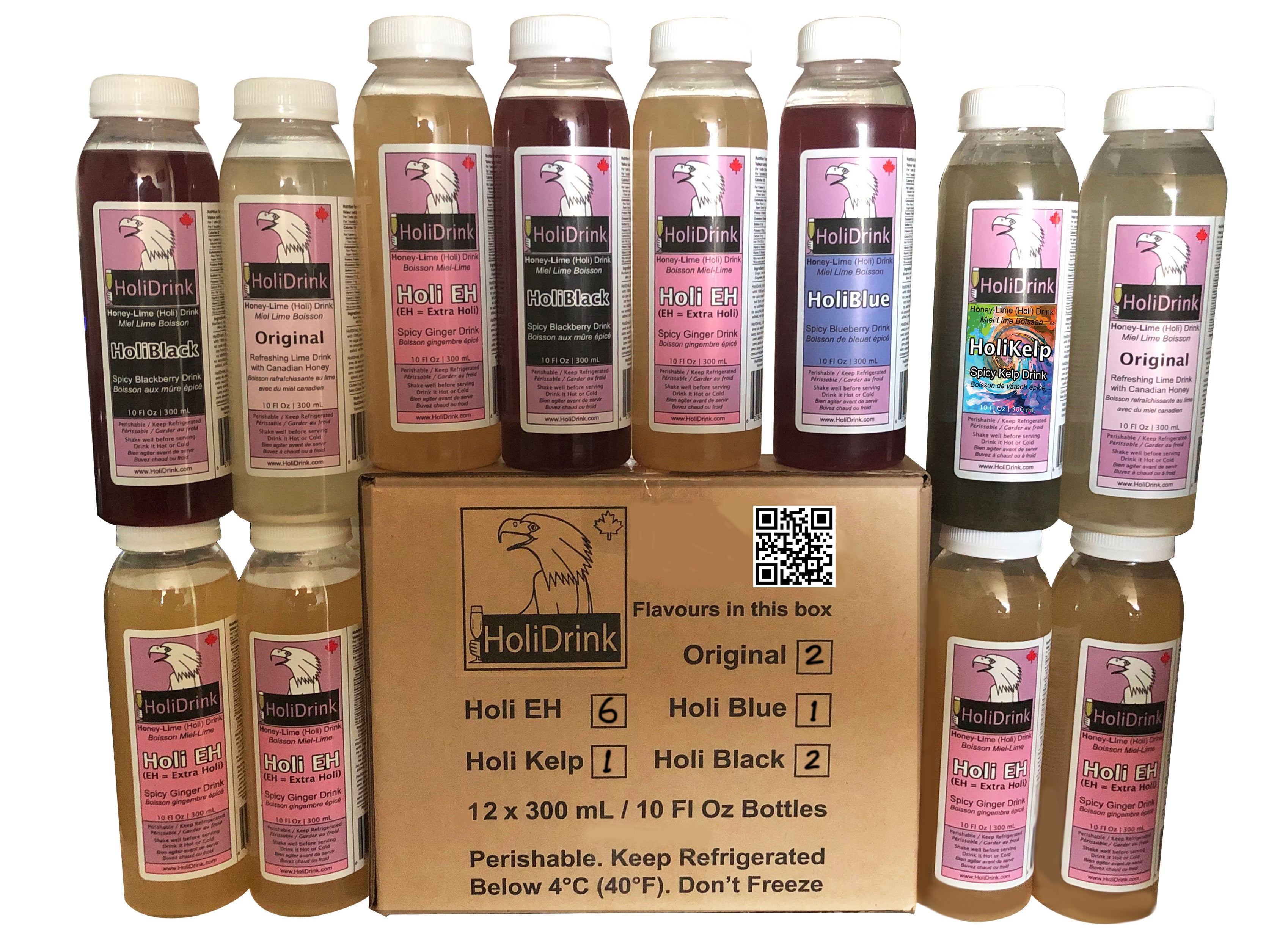 Mixed HoliDrink's 5 flavors 12x 300 mL or 10 Fl Oz PET bottles