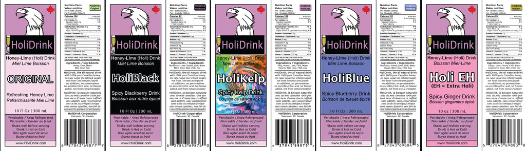 Mixed HoliDrink's 5 flavors 5x 300 mL or 10 Fl Oz PET bottles