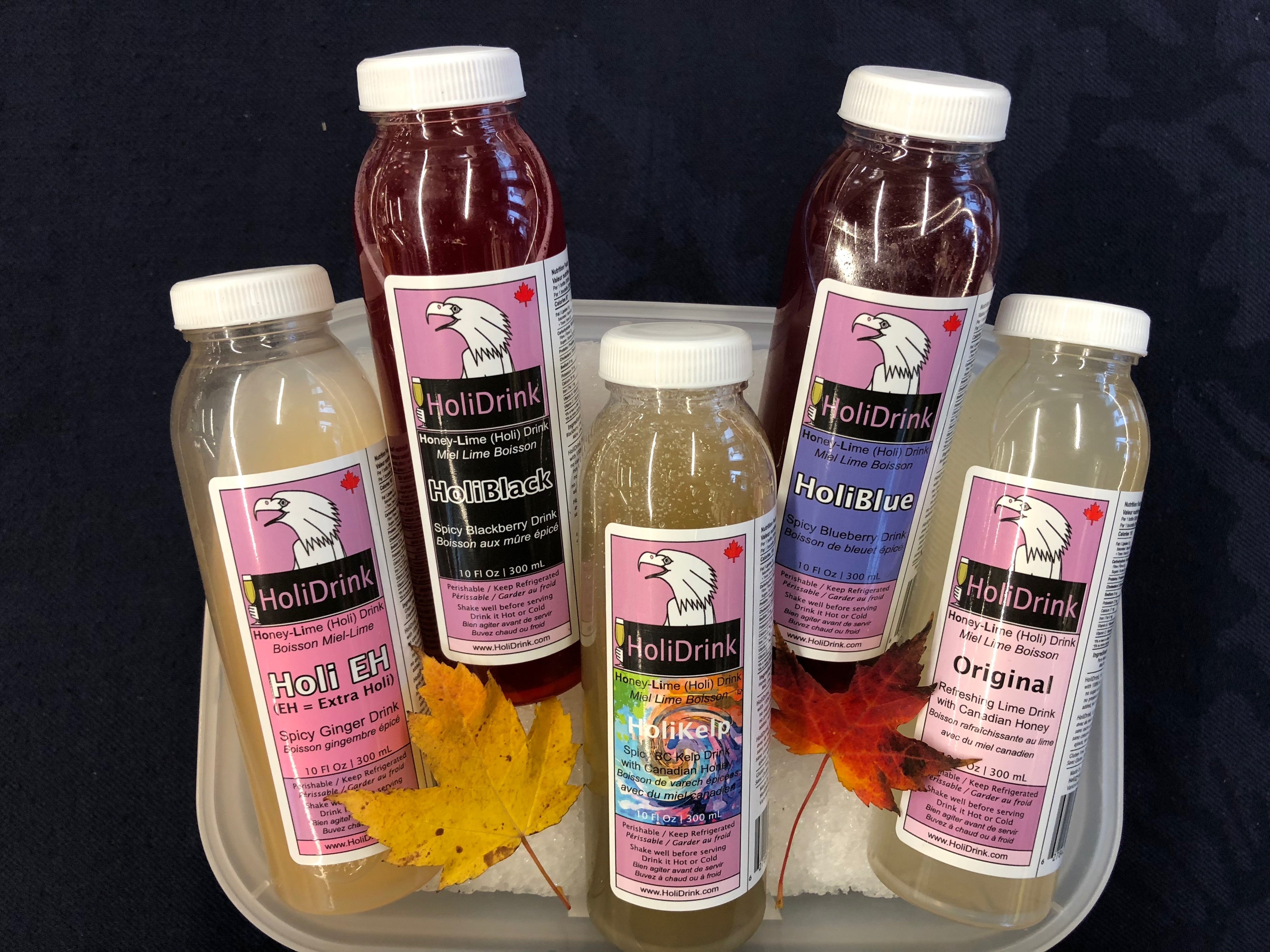 Mixed HoliDrink's 5 flavors 12x 300 mL or 10 Fl Oz PET bottles