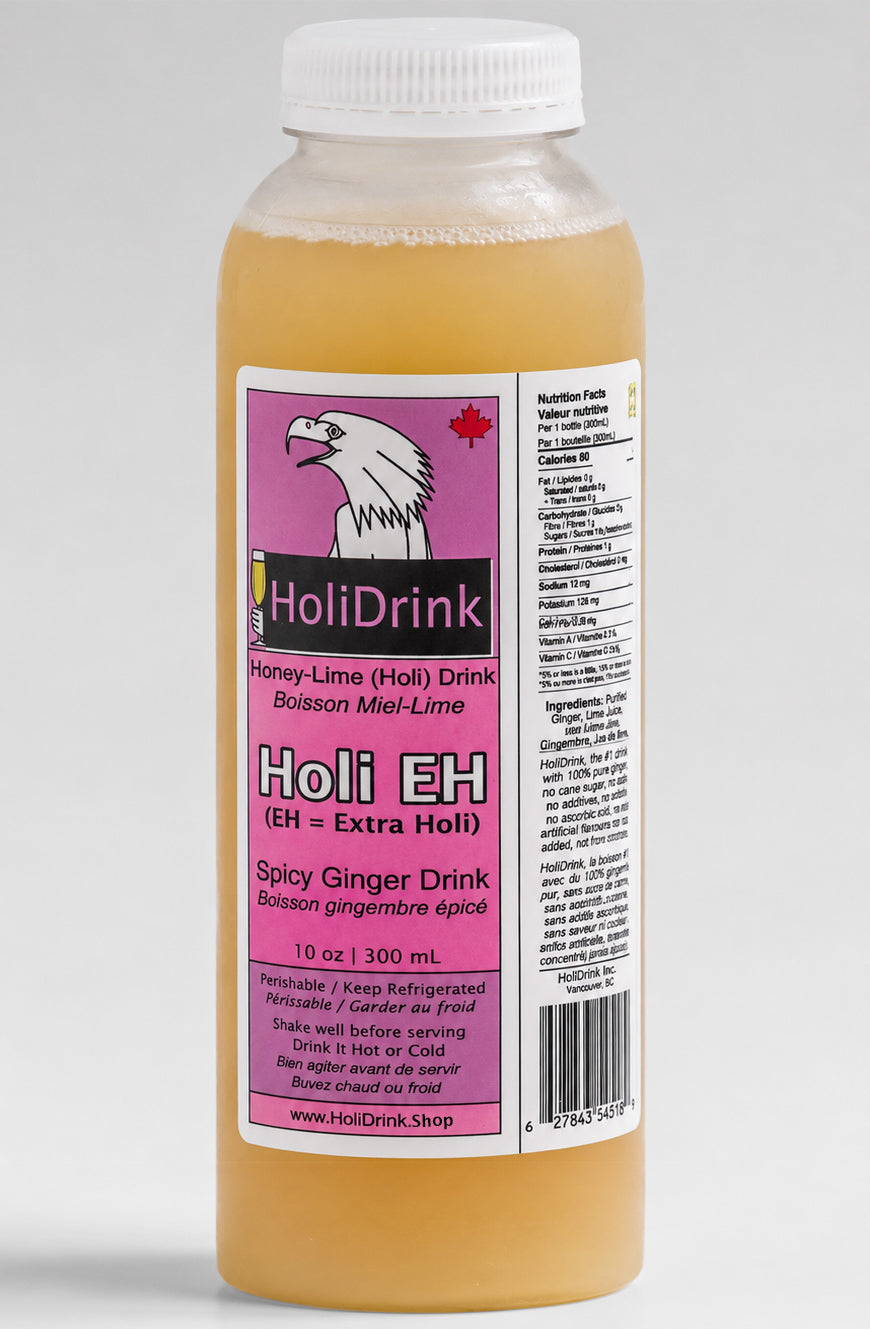 One 300mL (10 Fl Oz) bottle of HoliDrink HoliEH Spicy Ginger
