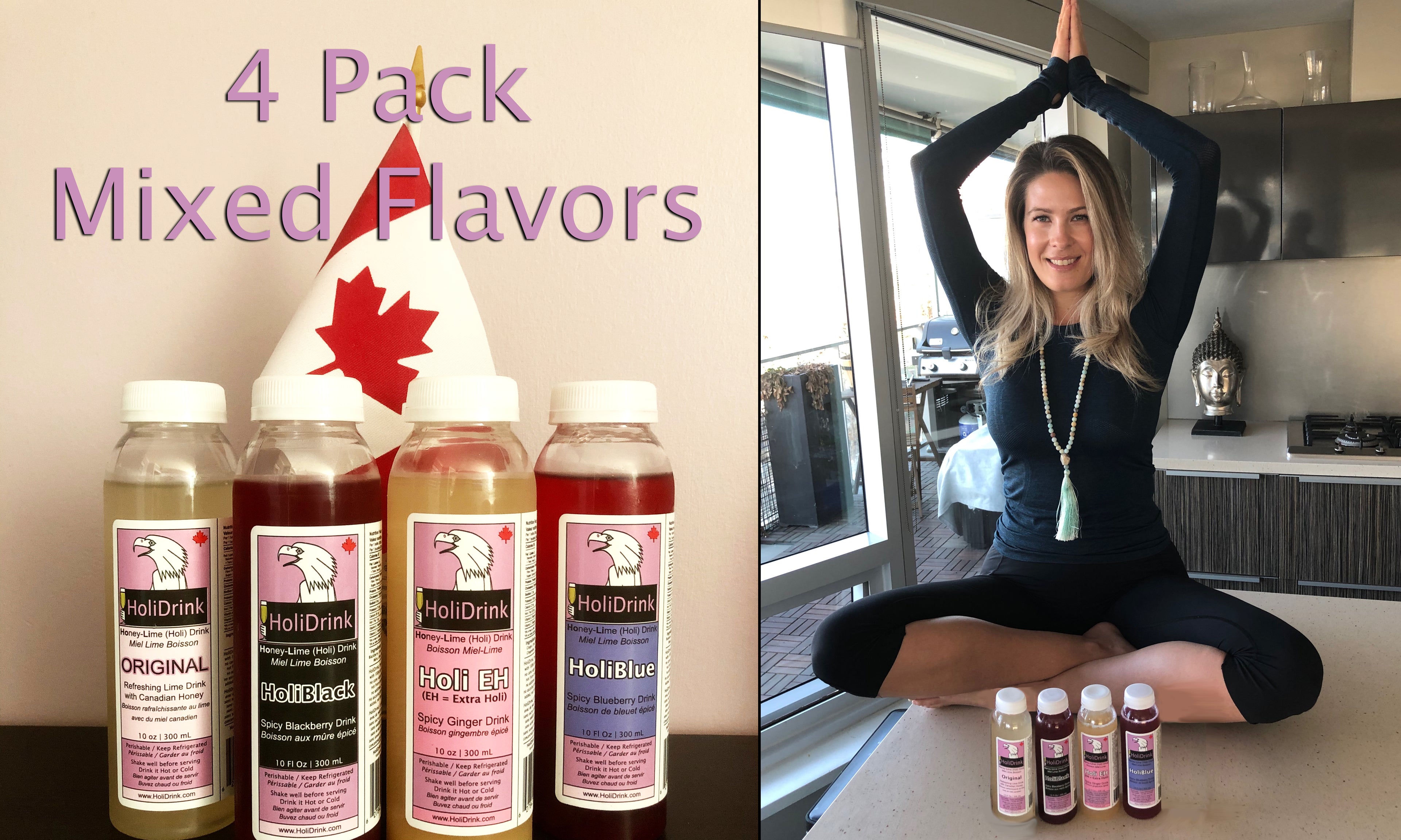 4 Pack Mix Flavor (4 flavors of HoliDrink) 4x 300mL (10 Fl Oz) bottles